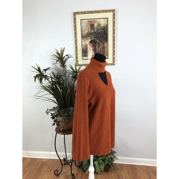 Chico’s Women Sweater Turtle L Long Sleeve Pullover Knit Y2K Minimalist Orange - Picture 3 of 10
